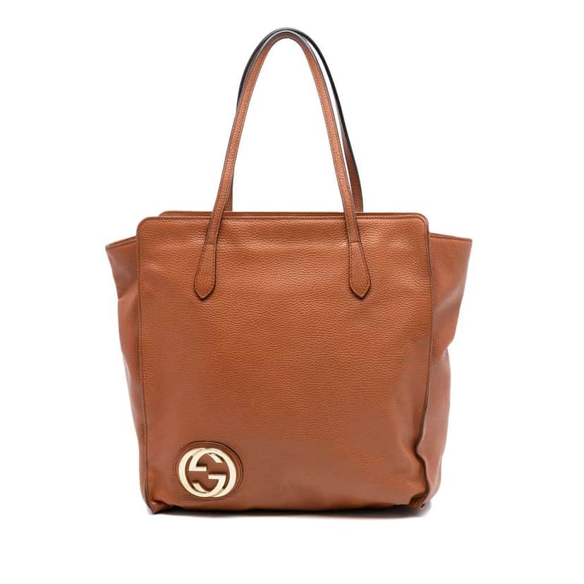 Gucci Dollar Calf Interlocking G Tote Brown Leather Good condition - Front View