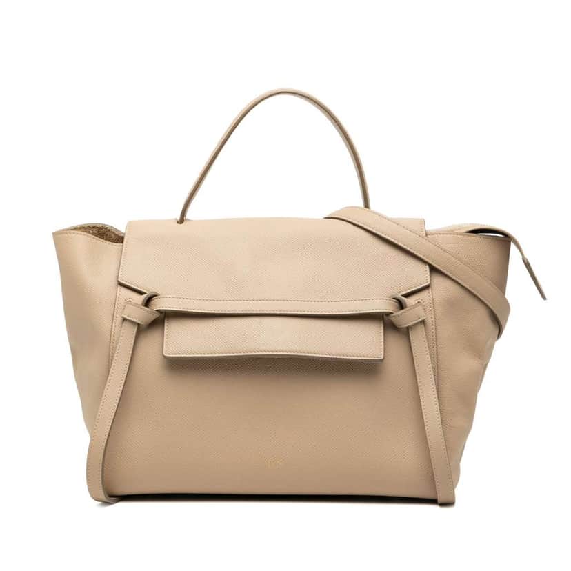 Celine Mini Grained Calfskin Belt Bag Brown Leather Good condition - Front View