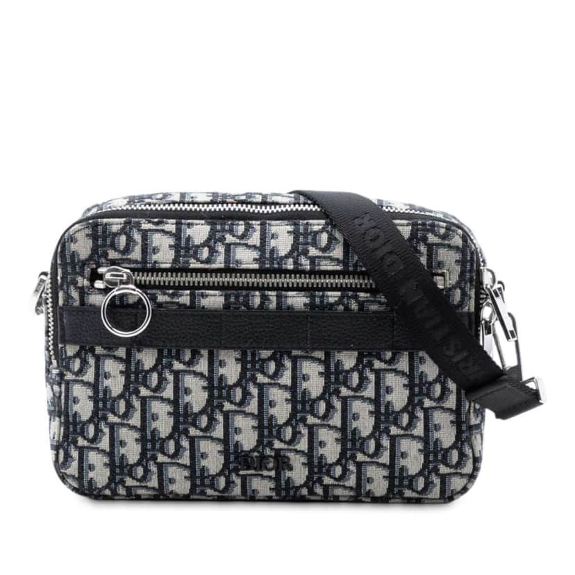 Dior Oblique Canvas Safari Crossbody Blue Canvas Good condition - Front View