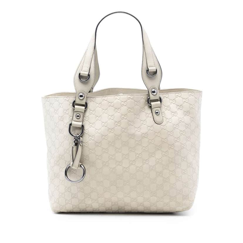 Gucci Guccissima Icon Bit Tote White Leather Good condition - Front View