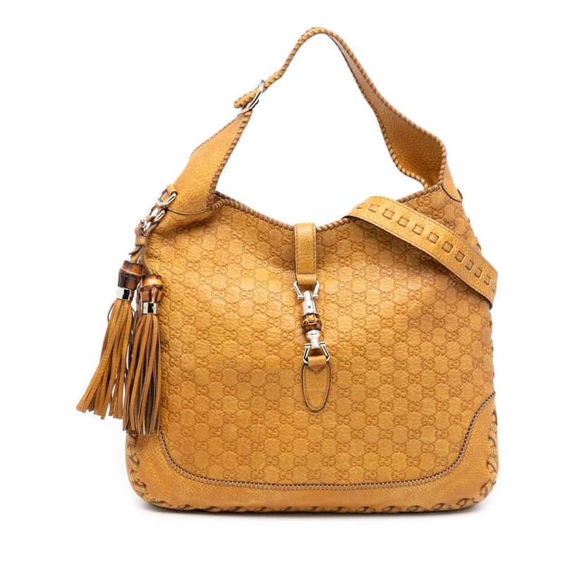 Gucci Large Guccissima New Jackie Satchel Brown Leather Good condition - Front View