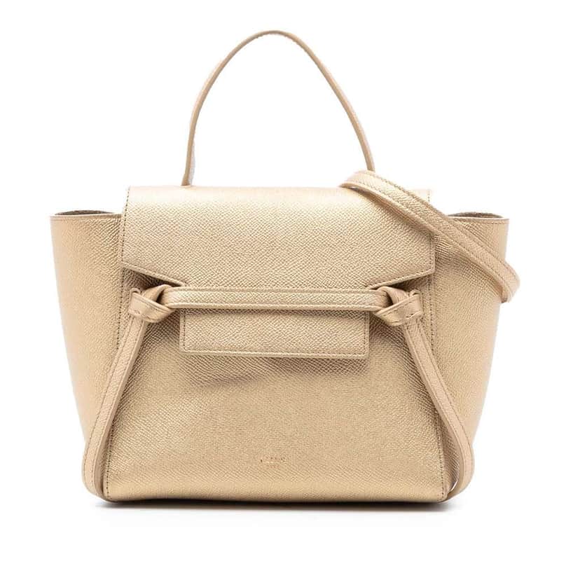 Celine Nano Grained Calfskin Belt Bag Gold Leather Good condition - Front View