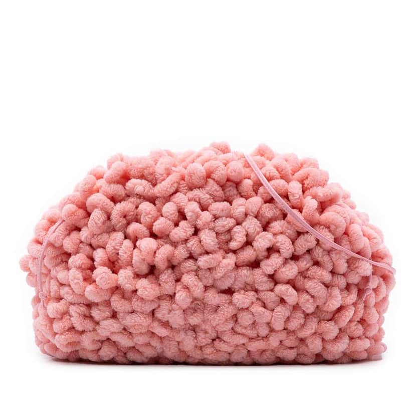 Bottega Veneta Teen Chenille The Pouch Crossbody Pink Polyester Very good condition - Front View