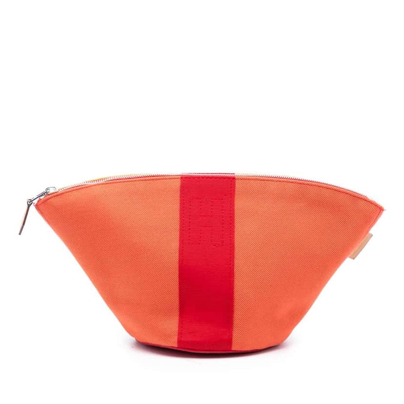 Hermès Mini Toile Palmyre Pouch Orange Canvas Good condition - Front View