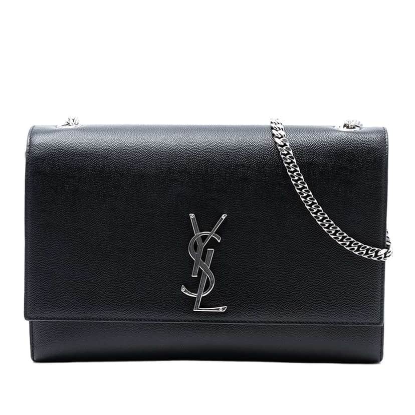 Saint Laurent Medium Grain De Poudre Leather Monogram Kate Crossbody Black Leather Very good condition - Front View