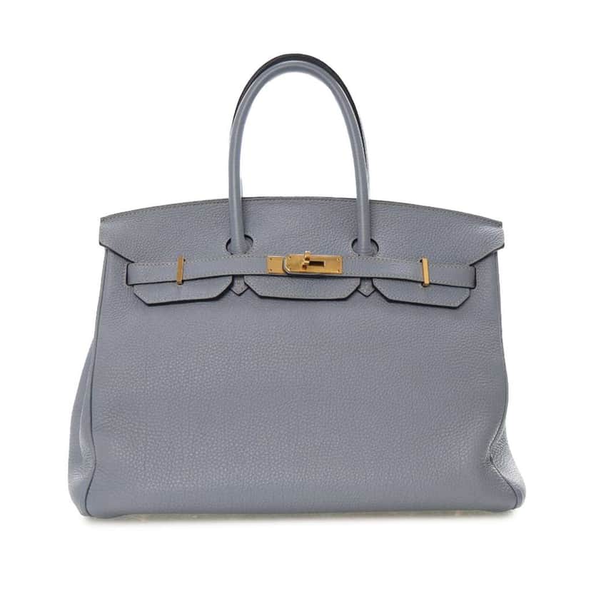 Hermès Togo Birkin Retourne 35 Blue Leather Good condition - Front View