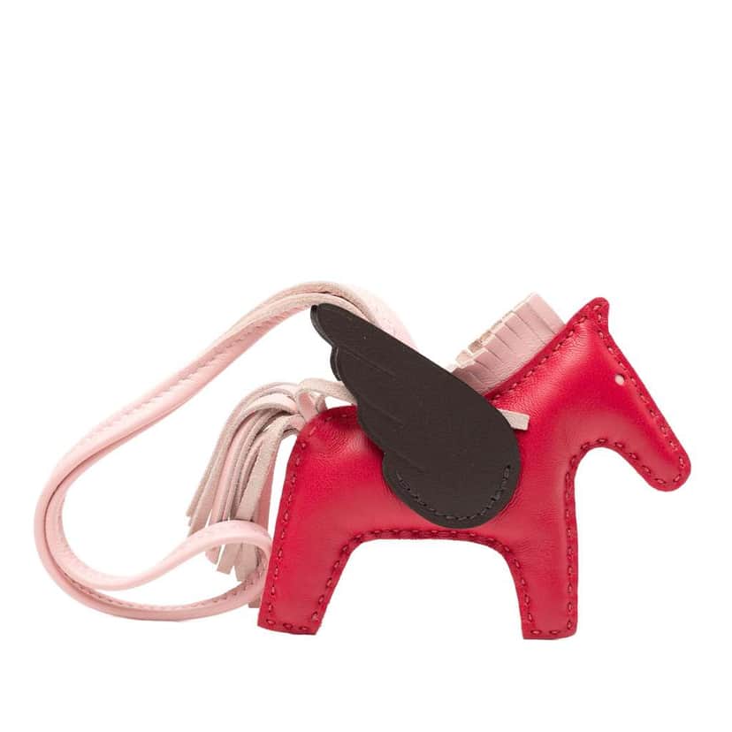 Hermès Milo Lambskin and Swift Grigri Rodeo Pegase Bag Charm PM Pink Leather Good condition - Front View