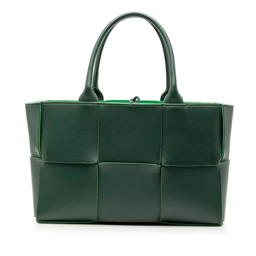 Bottega Veneta Small Nappa Maxi Intrecciato Arco Tote Green Leather Very good condition - Front View