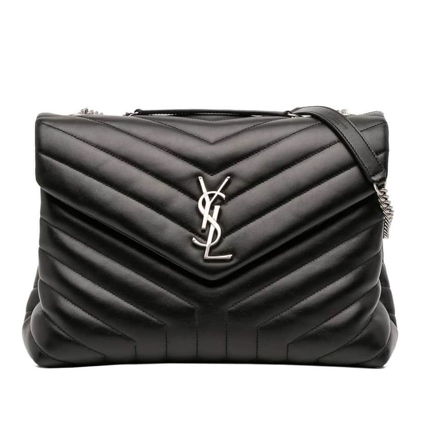 Saint Laurent Medium Matelasse Leather LouLou Shoulder Bag Black Leather Good condition - Front View