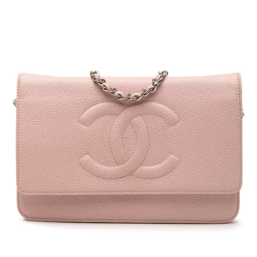 Chanel CC Caviar Wallet On Chain Pink Leather Very good condition - Front View