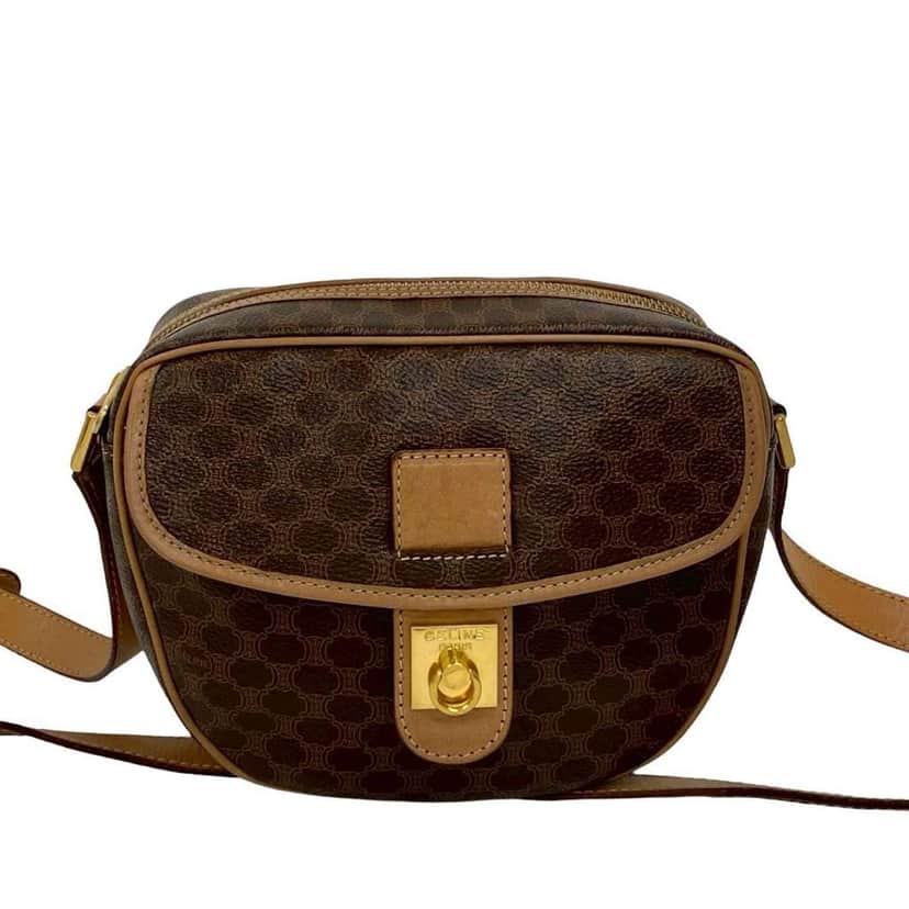 Celine Macadam Coated Canvas Crossbody Brown Canvas Good condition - Front View