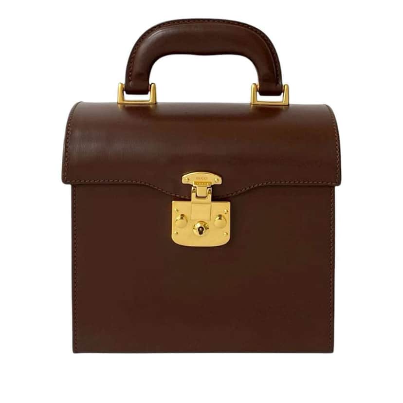 Gucci Leather Lady Lock Handbag Brown Leather Good condition - Front View