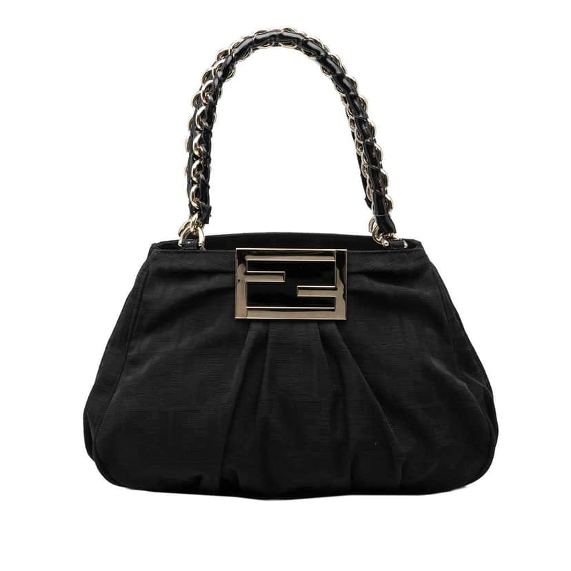 Fendi Small Zucca Canvas Mia Chain Tote Black Canvas Good condition - Front View
