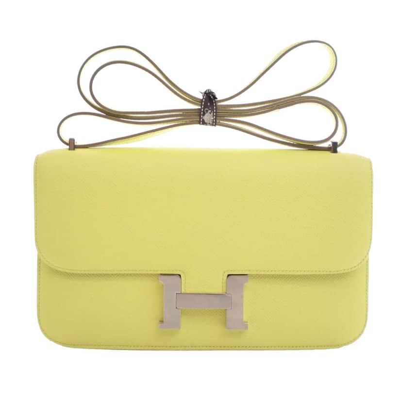 Hermès Epsom Constance Elan 25 Yellow Leather Good condition - Front View