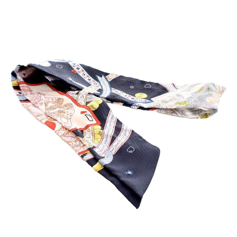 Hermès Dame De Coeur Silk Twilly Scarf Blue Silk Good condition - Front View