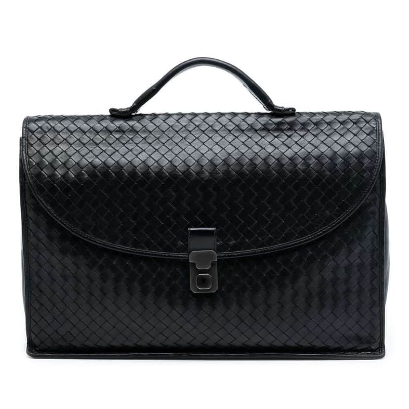 Bottega Veneta Nappa Intrecciato Briefcase Black Leather Good condition - Front View