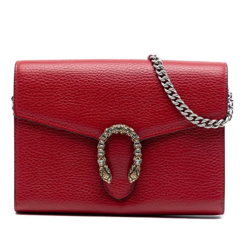 Gucci Leather Dionysus Wallet on Chain Red Leather Very good condition - Front View