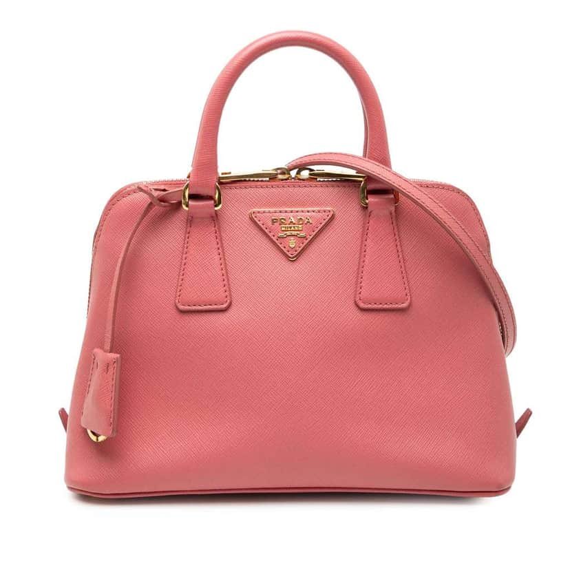 Prada Small Saffiano Lux Promenade Satchel Pink Leather Good condition - Front View