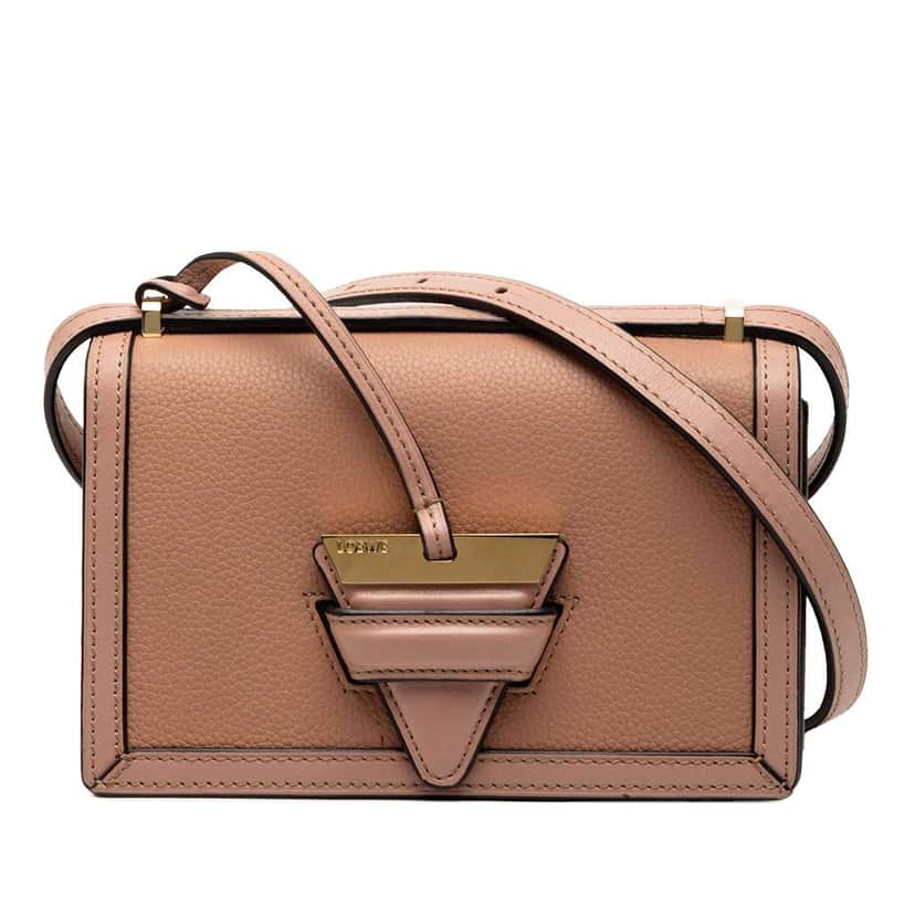 Loewe Mini Grained Calfskin Barcelona Crossbody Brown Leather Very good condition - Front View