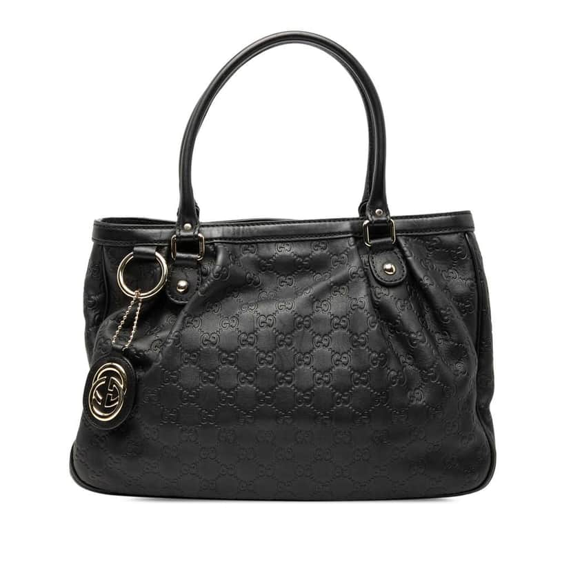 Gucci Guccissima Sukey Tote Black Leather Good condition - Front View