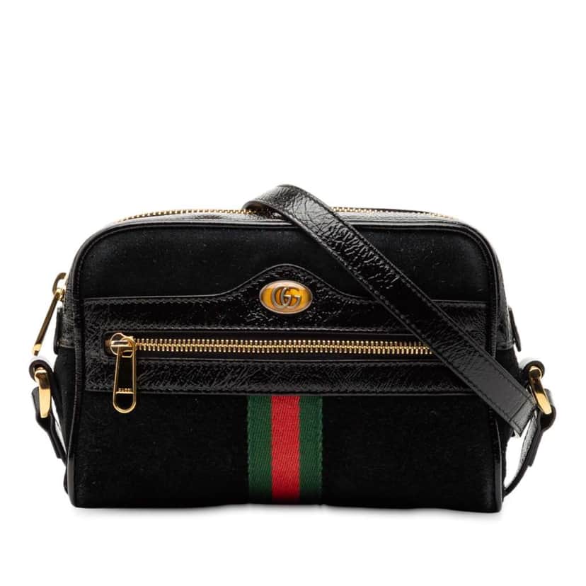 Gucci Mini Suede Ophidia Crossbody Black Leather Good condition - Front View