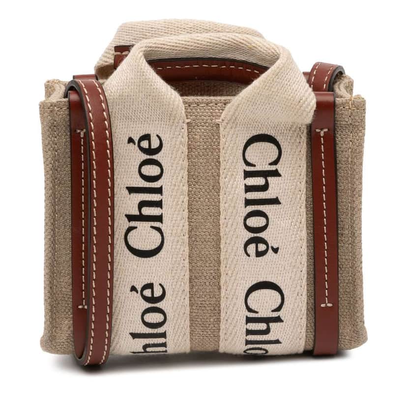 Chloé Nano Canvas Woody Satchel Brown Canvas Good condition - Front View