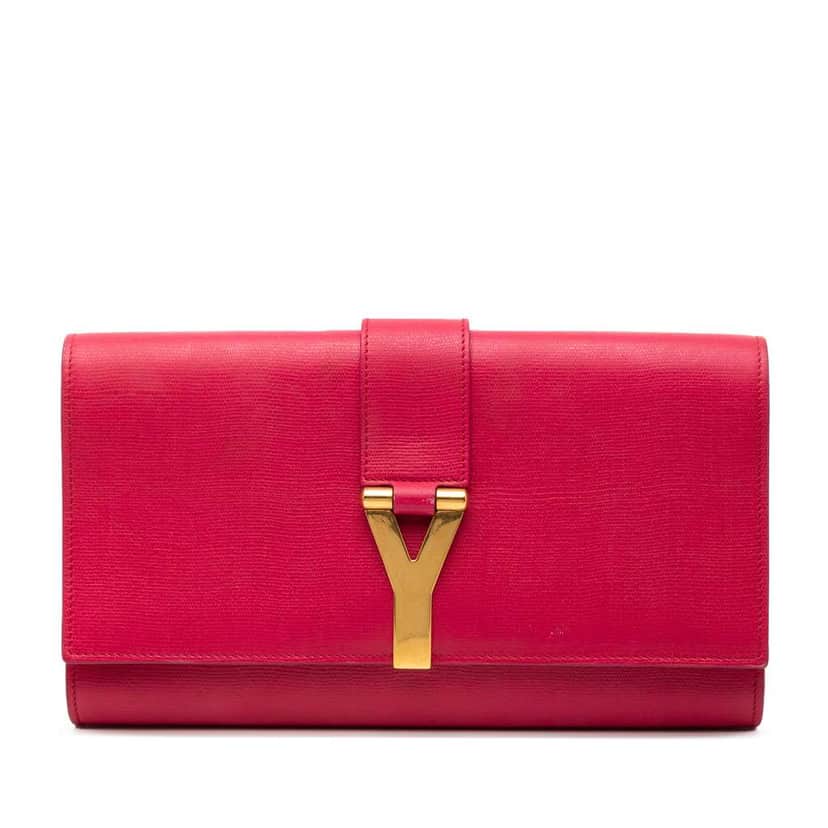 Saint Laurent Leather Chyc Ligne Clutch Pink Leather Very good condition - Front View