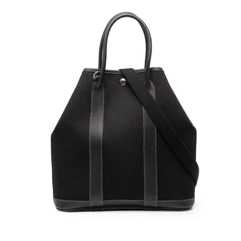 Hermès Toile and Negonda Garden File 28 Black Canvas Good condition - Front View