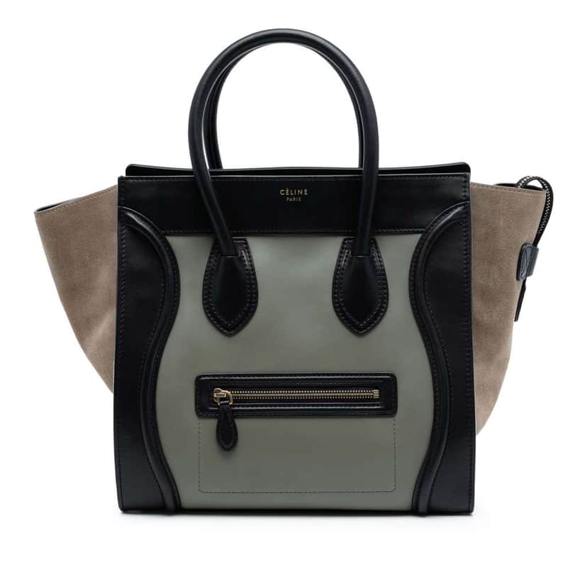 Celine Mini Tricolor Leather Luggage Tote Green Leather Good condition - Front View