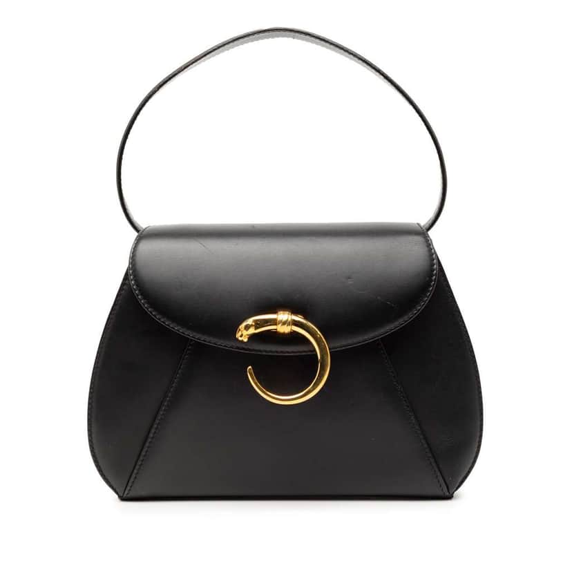 Cartier Leather Panthere Handbag Black Leather Good condition - Front View