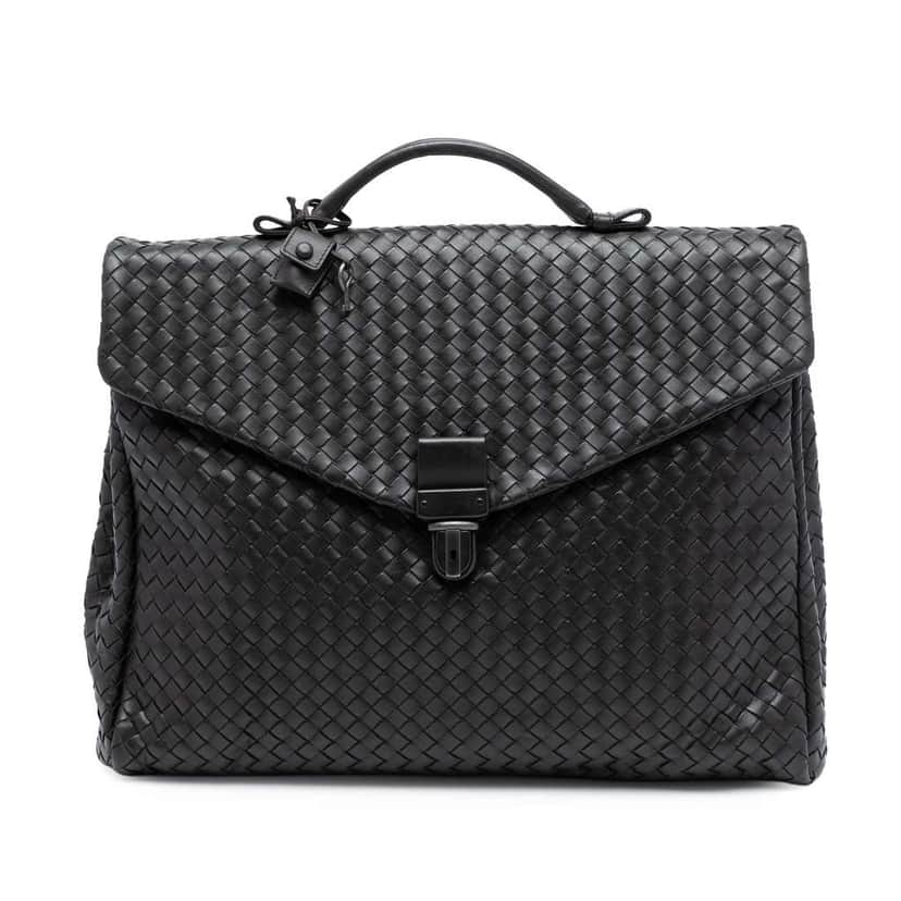 Bottega Veneta Nappa Intrecciato Briefcase Brown Leather Good condition - Front View