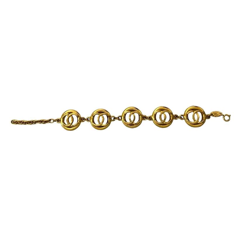 Chanel CC Gold Plated Link Bracelet Gold Metal Very good condition - Front View