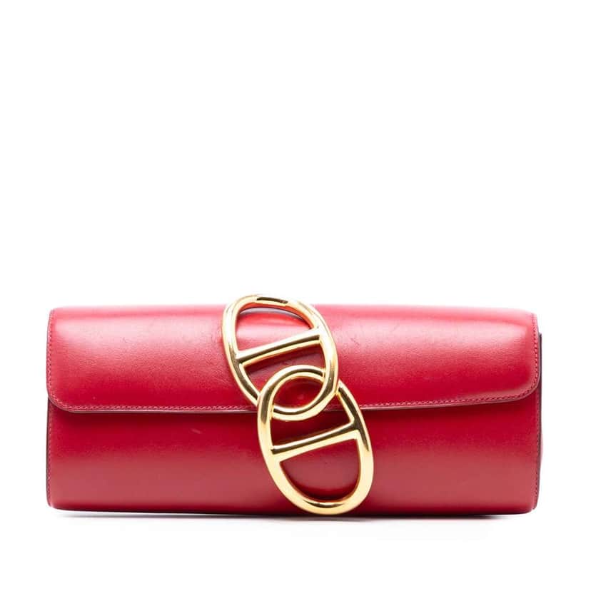 Hermès Tadelakt Egee Clutch Red Leather Very good condition - Front View