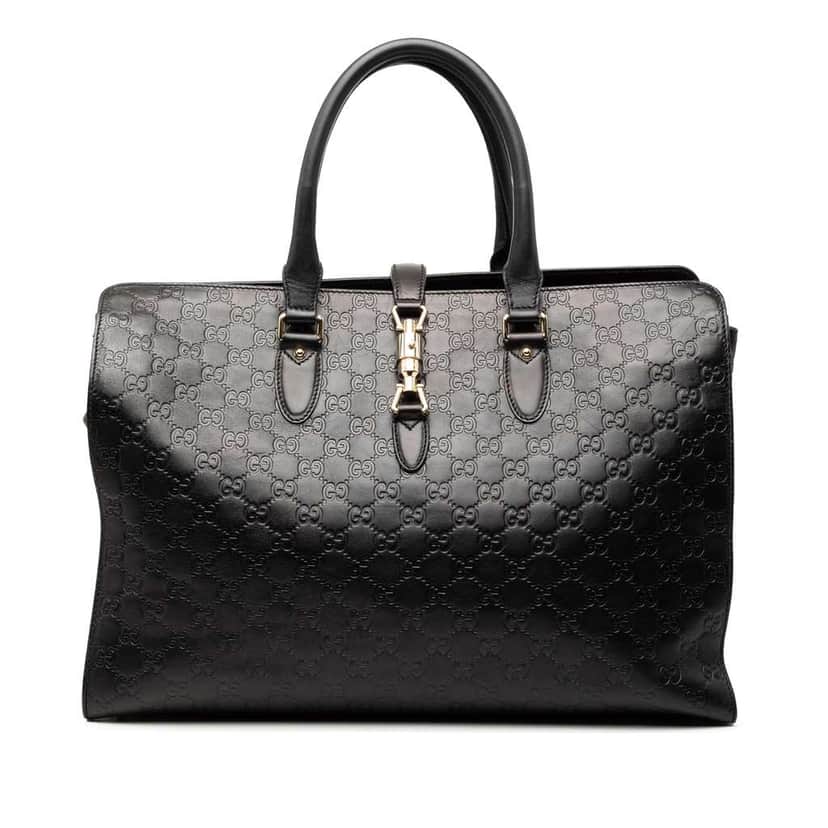 Gucci Guccissima Jackie Tote Black Leather Good condition - Front View