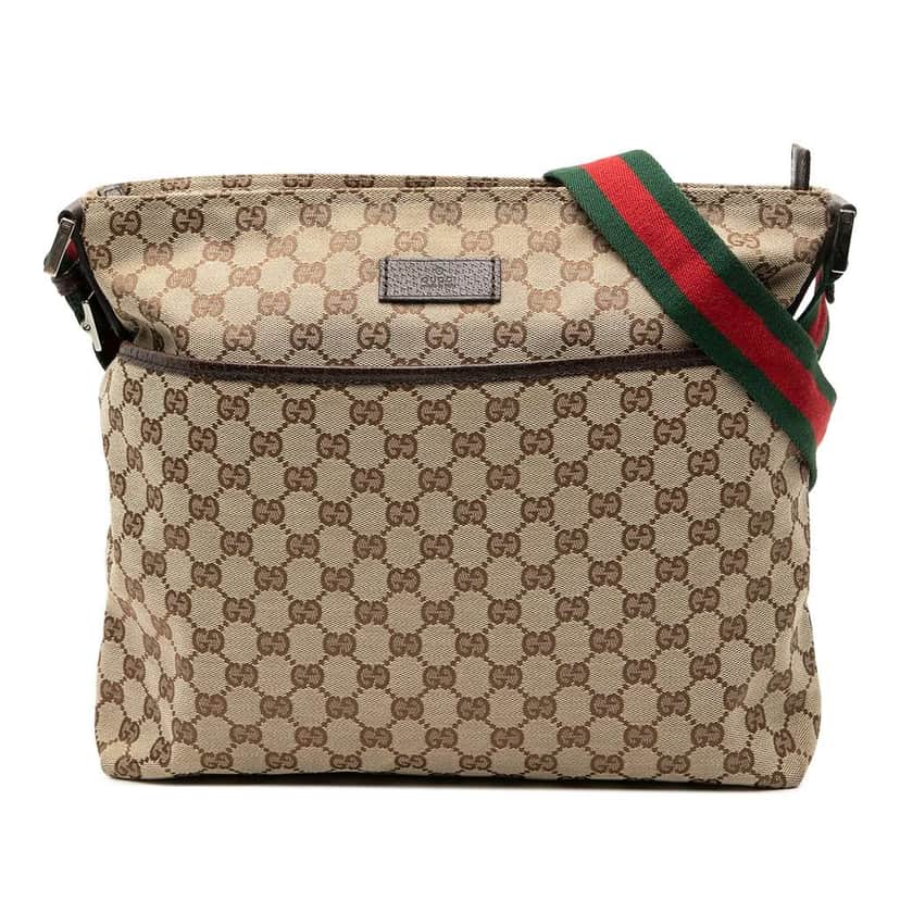 Gucci GG Canvas Web Crossbody Brown Canvas Good condition - Front View