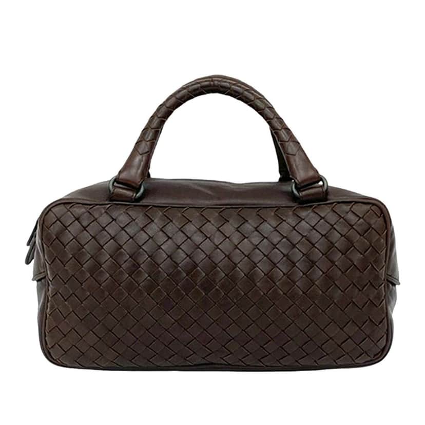 Bottega Veneta Mini Nappa Intrecciato Boston Bag Brown Leather Good condition - Front View