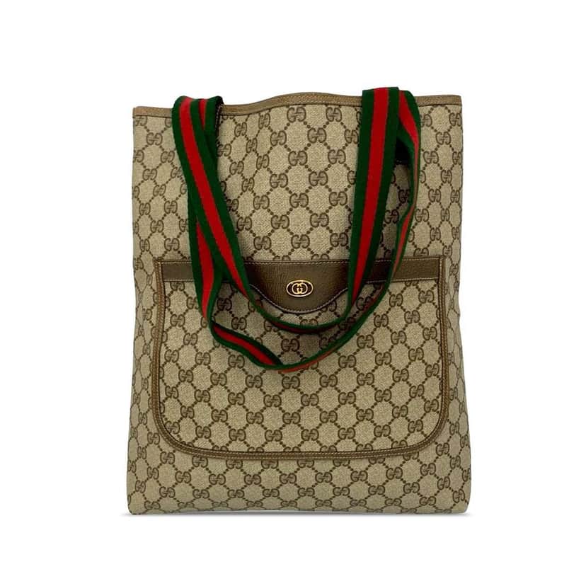 Gucci GG Supreme Web Tote Brown Canvas Good condition - Front View