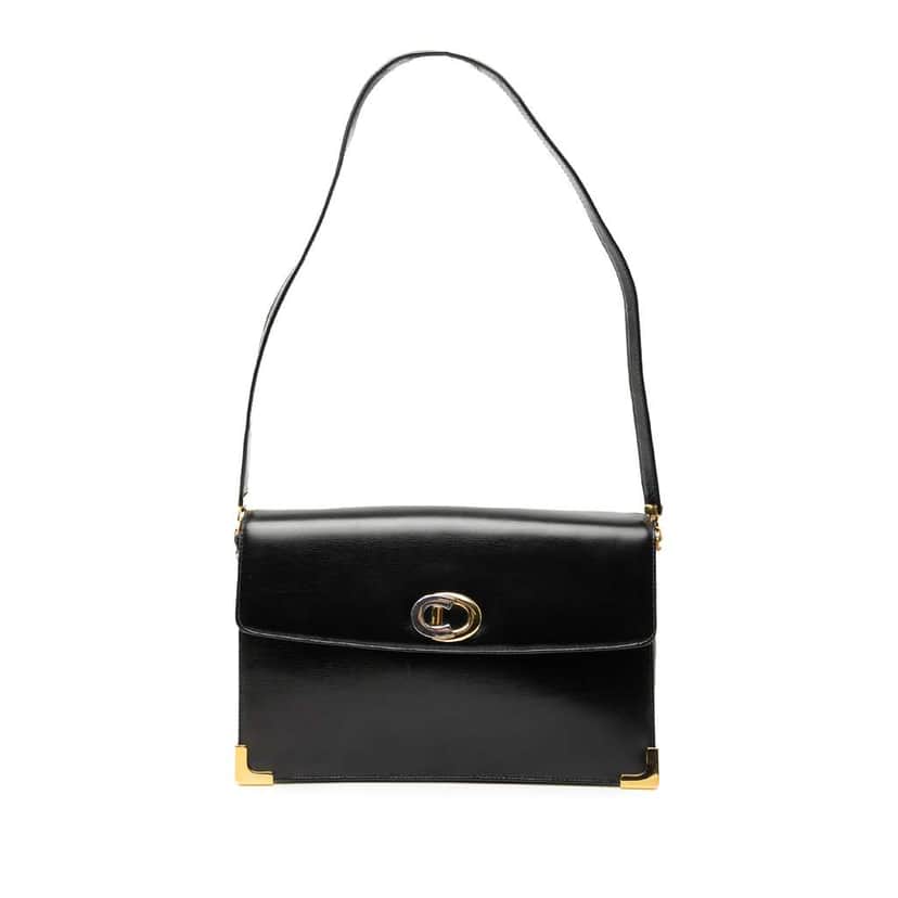 Dior Leather Flap Shoulder Bag Black Leather Good condition - Front View