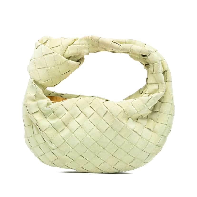Bottega Veneta Mini Suede Intrecciato Jodie Yellow Leather Very good condition - Front View