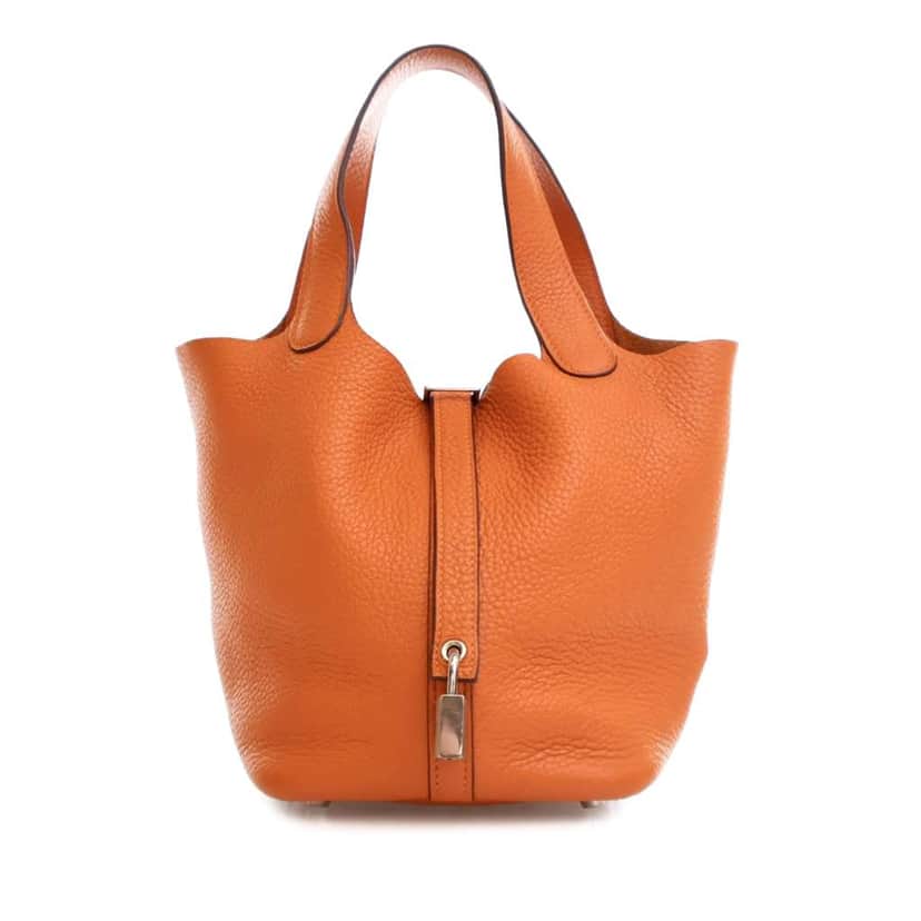 Hermès Clemence Picotin Lock 18 Orange Leather Good condition - Front View