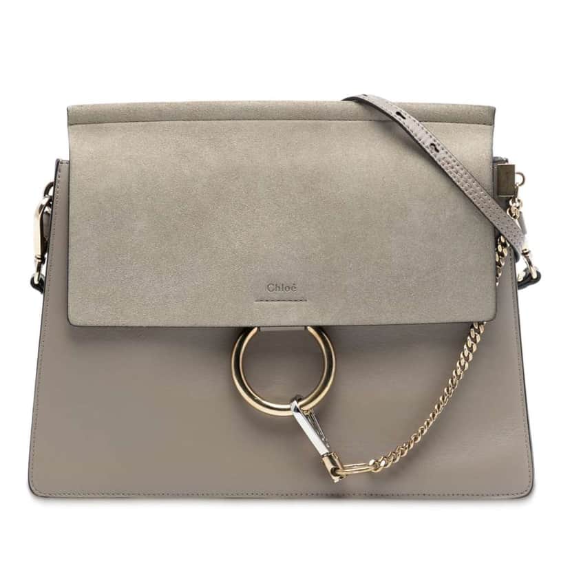 Chloé Medium Calfskin and Suede Faye Crossbody Brown Leather Good condition - Front View