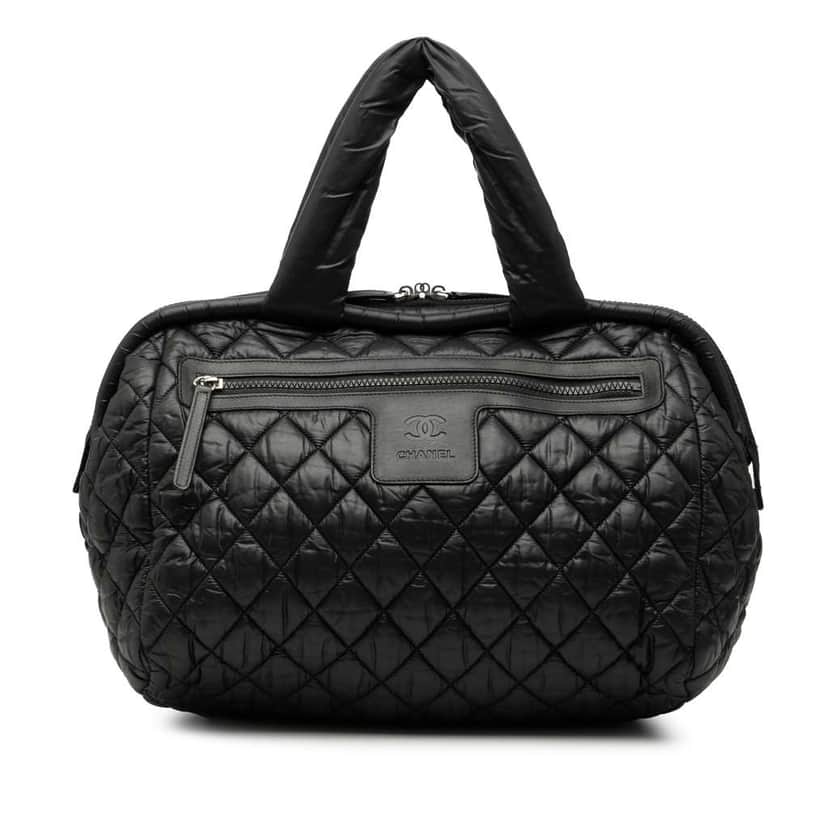 Chanel Quilted Nylon Coco Cocoon Bowling Bag Black Very good condition - Front View