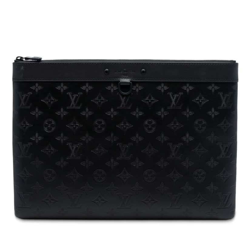 Louis Vuitton Monogram Shadow Discovery Pochette Black Leather Good condition - Front View