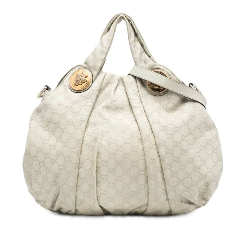 Gucci Large Guccissima Hysteria Satchel White Leather Good condition - Front View