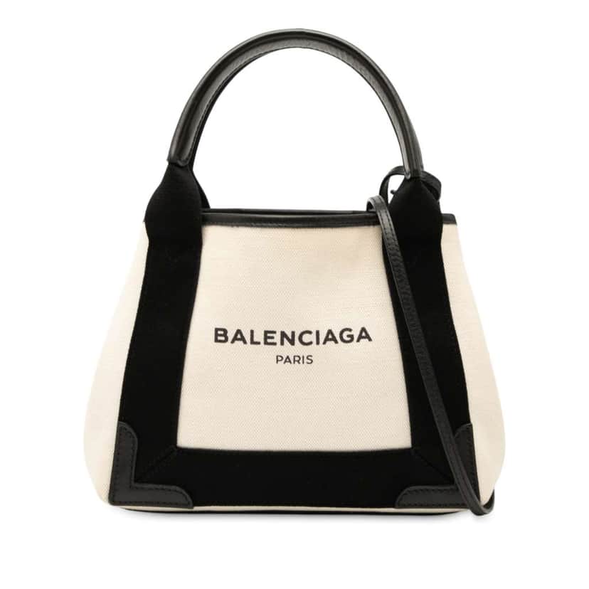 Balenciaga Canvas Navy Cabas XS White Canvas Good condition - Front View