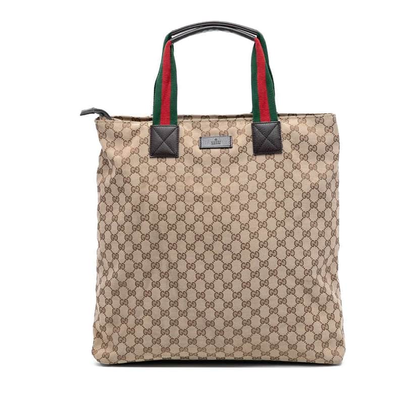 Gucci GG Canvas Web Tote Brown Canvas Good condition - Front View