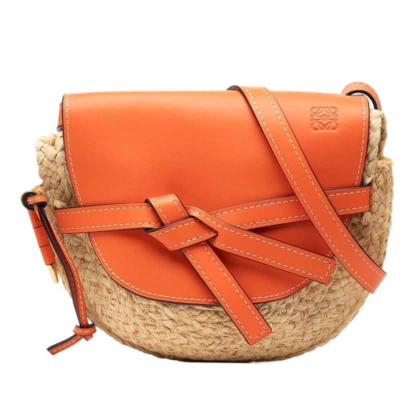 Loewe Medium Raffia Gate Crossbody Brown Very good condition - Front View