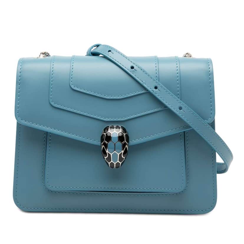 Bvlgari Leather Serpenti Forever Crossbody Blue Leather Good condition - Front View