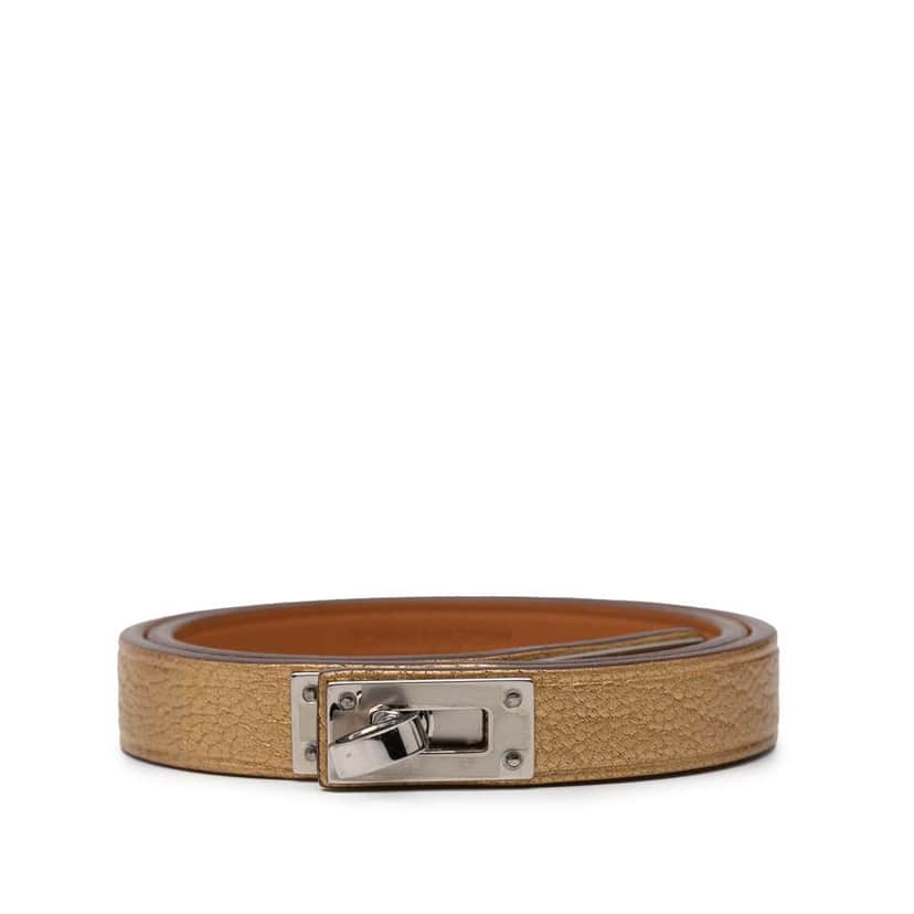 Hermès Chevre Mysore Mini Kelly Double Tour Bracelet T2 Gold Leather Good condition - Front View