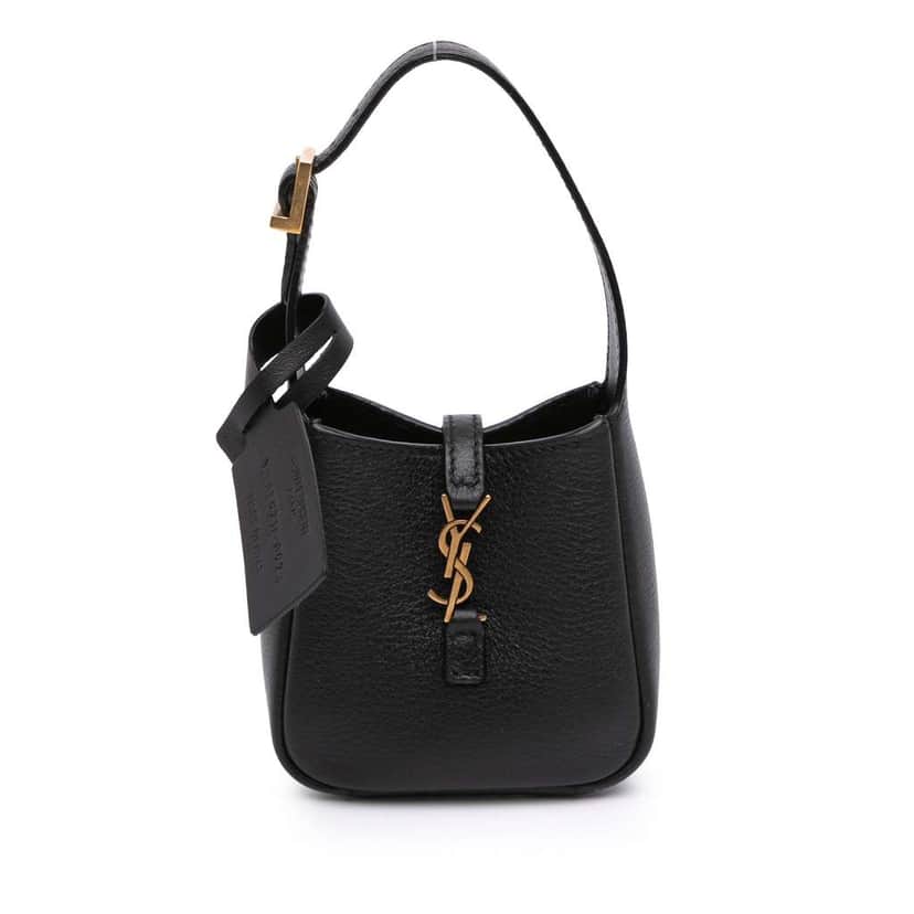 Saint Laurent Micro Grained Calfskin Supple Le 5 a 7 Handbag Black Leather Good condition - Front View